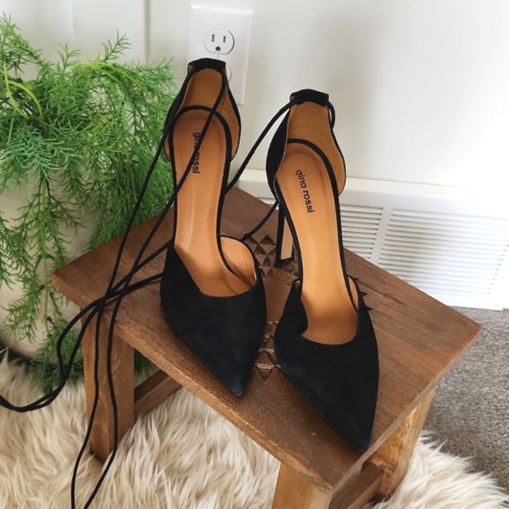 Gino Rossi black 4 inch stilleto wrap heels size EU 39